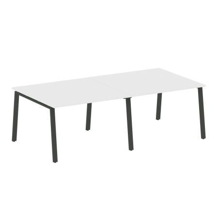 Стол для переговоров (2 столешницы) на А-образном м/к Metal System Style БА.ПРГ-2.2 2400x1235x750 (Белый/Антрацит металл)