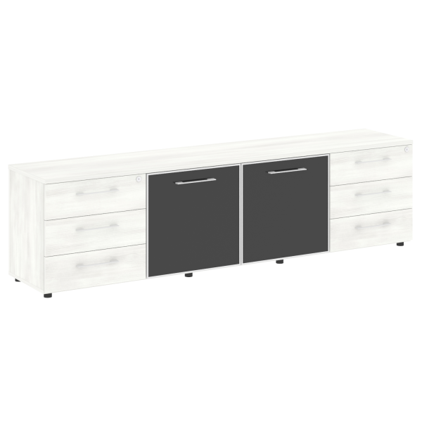 Тумба модульная черные двери LT.TS 4.2 2200x450x580 (Снежная Патина)