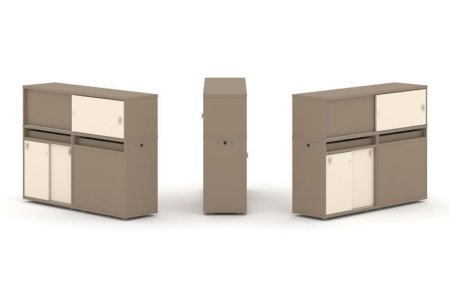 Тумба двойная + низкая надставка ES.NB.2N-21 (1500х410х1135) (Латте/Сатин)