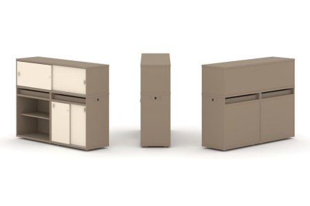 Тумба двойная + низкая надставка ES.NB.2N-10 (1500х410х1135) (Латте/Сатин)