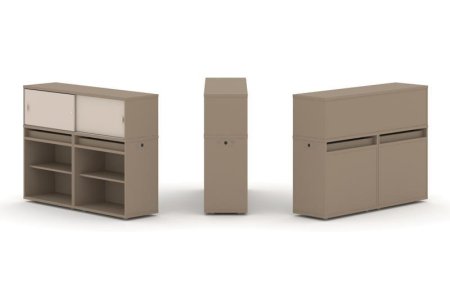 Тумба двойная + низкая надставка ES.NB.2N-2 (1500х410х1135) (Латте/Капучино)